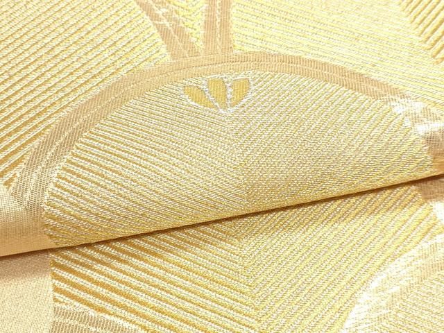 平和屋本店▼西陣 六通柄袋帯 銀彩錦 松葉青海波文 本金二重箔 証紙付き 正絹 逸品 DABL7651sf