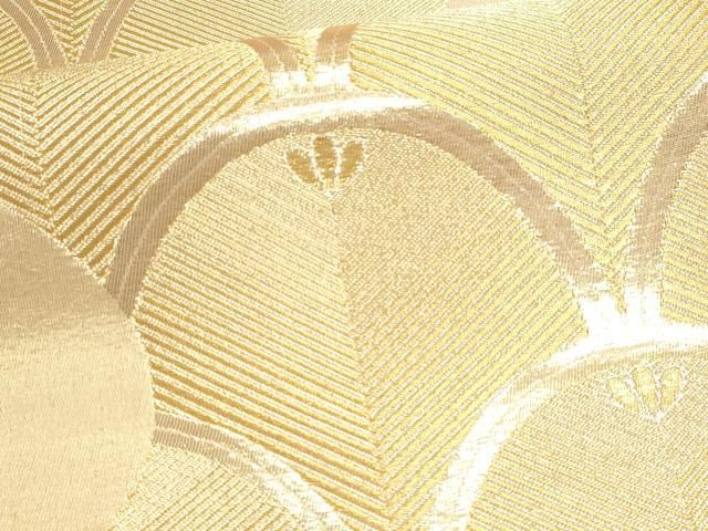 平和屋本店▼西陣 六通柄袋帯 銀彩錦 松葉青海波文 本金二重箔 証紙付き 正絹 逸品 DABL7651sf