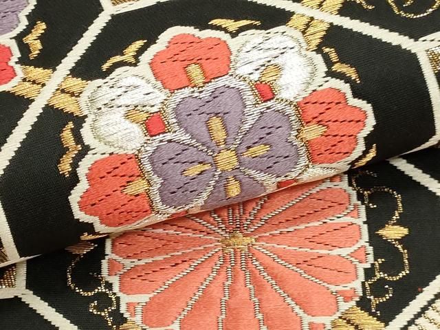 平和屋本店▼西陣 六通柄袋帯 唐織 能衣裳文 本金織 証紙付き 正絹 逸品 DABL7662sf