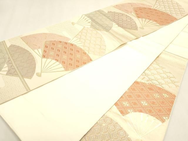 平和屋本店▼六通柄 本袋帯 扇面花文 本金箔貮拾四金 正絹 逸品 DABL7664sf