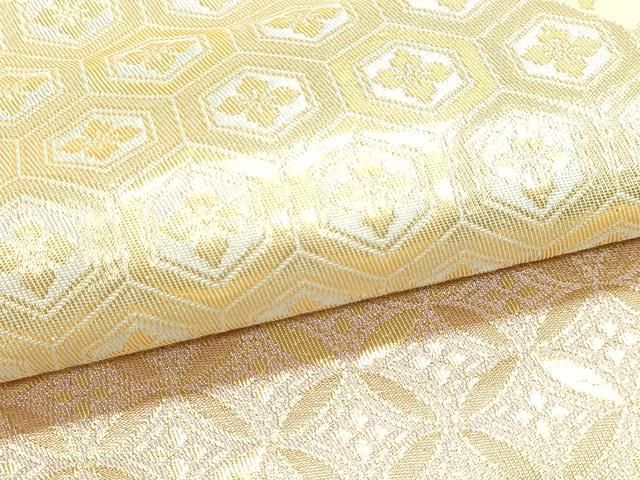平和屋本店▼六通柄 本袋帯 扇面花文 本金箔貮拾四金 正絹 逸品 DABL7664sf