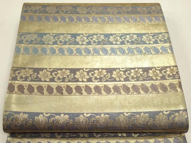 平和屋本店▼六通柄袋帯 横段裂小袖 本金 正絹 逸品 DABL7668sf