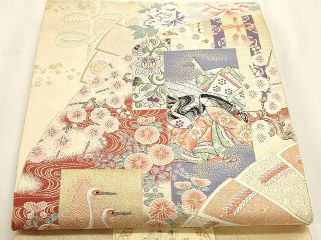 平和屋本店▼西陣 前田徳織物謹製 六通柄袋帯 九百錦 桧用古典文 24K本金箔 証紙付き 正絹 逸品 DABL7671sf