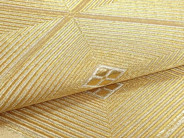 平和屋本店▼西陣 六通柄袋帯 銀彩錦 松葉菱文 本金箔二重箔 正絹 逸品 DABL7672sf