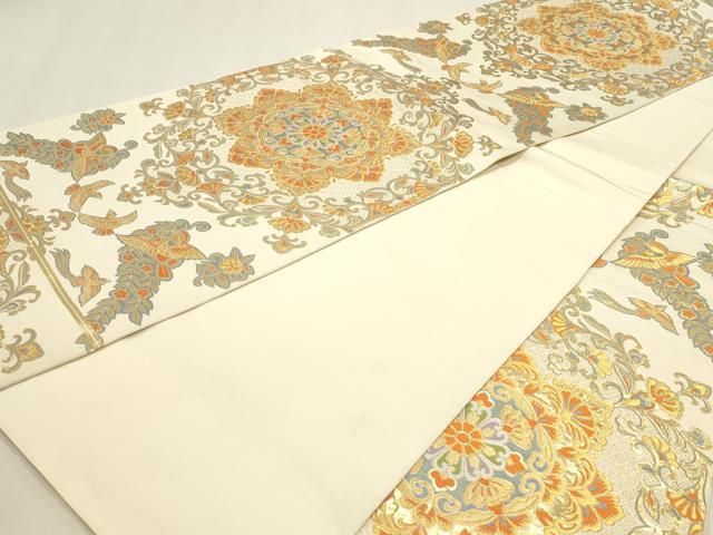 平和屋本店▼六通柄 本袋帯 正倉院憂華文 24K金箔 正絹 逸品 DABL7673sf