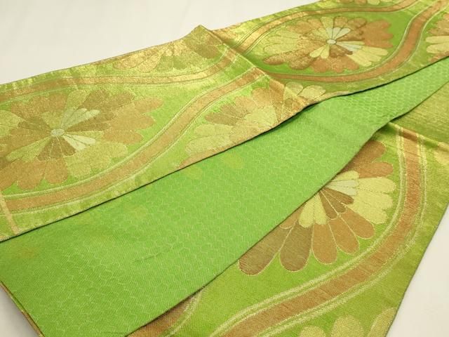 平和屋本店▼六通柄袋帯 正倉院花文 純金箔錦織 正絹 逸品 DABL7679sf