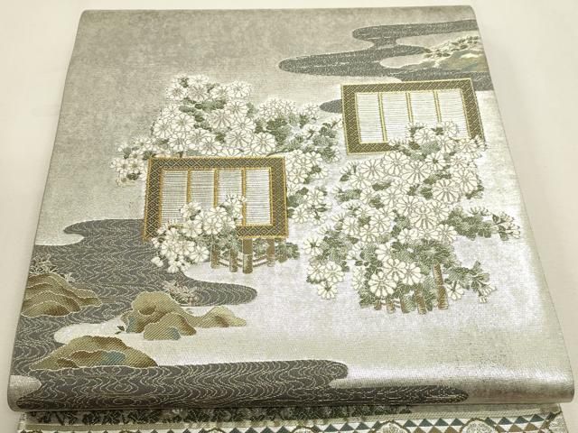 平和屋本店▼松尾光琳 六通柄袋帯 本金琳派菊花麗図 正絹 逸品 DABL7681sf