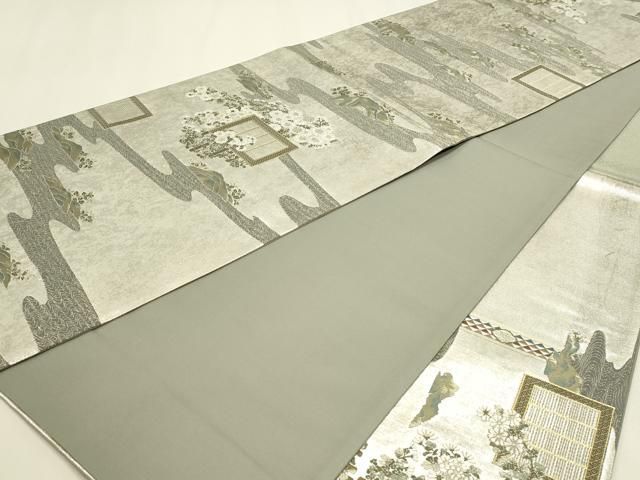 平和屋本店▼松尾光琳 六通柄袋帯 本金琳派菊花麗図 正絹 逸品 DABL7681sf