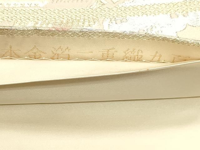 平和屋本店▼六通柄袋帯 九百錦 王華瑞鳥文 本金箔二重織 正絹 逸品 DABL7688sf