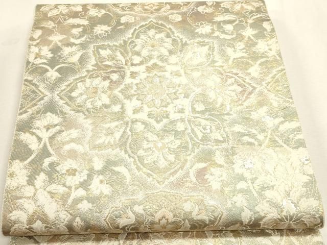 平和屋本店▼六通柄袋帯 装医錦 正倉院更紗花文 本金箔織 正絹 逸品 DABL7690sf