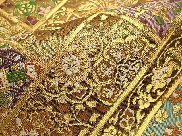 平和屋本店▼西陣織 天平初年創始の京の老舗 洛陽織物 六通柄袋帯 欅取名物裂文 本金 正絹 逸品 DABL7705sf