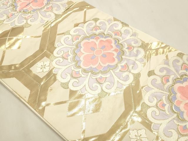 平和屋本店▼六通柄袋帯 唐織 錦 正倉院花文 純金箔貮拾四金 正絹 逸品 DABL7765sf