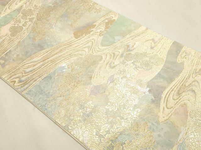 平和屋本店▼「美しいキモノ」お馴染みのメーカー となみ織物 六通柄袋帯 流水菊薄蒔絵 本金箔24k 正絹 逸品 DABL7768sf