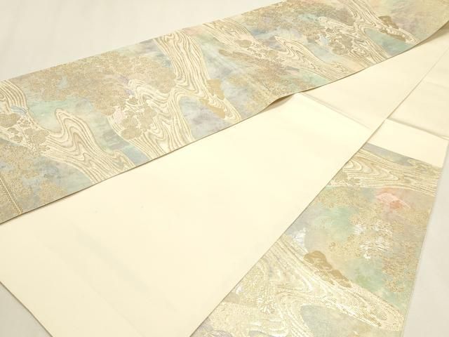 平和屋本店▼「美しいキモノ」お馴染みのメーカー となみ織物 六通柄袋帯 流水菊薄蒔絵 本金箔24k 正絹 逸品 DABL7768sf