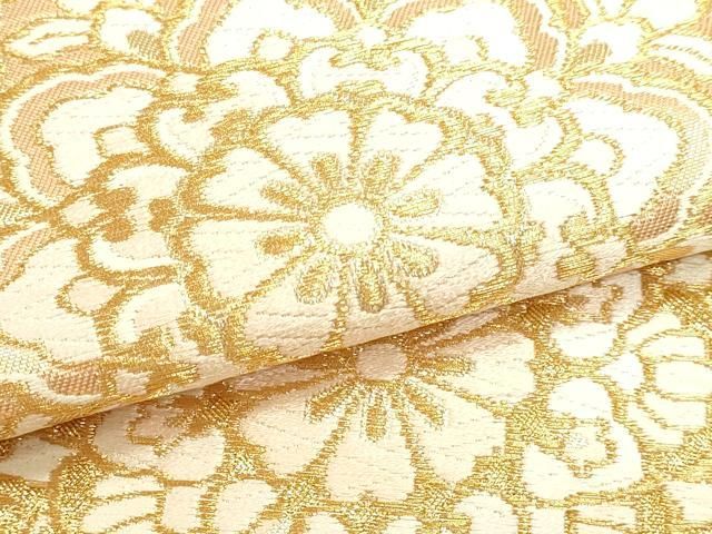 平和屋本店▼六通柄袋帯 正倉院花文 二十四金二重箔 正絹 逸品 DABL7772sf