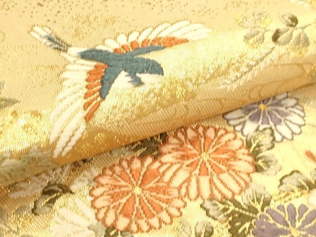 平和屋本店▼六通柄袋帯 唐織 慶祥利休 本金箔 正絹 逸品 DABL7774sf