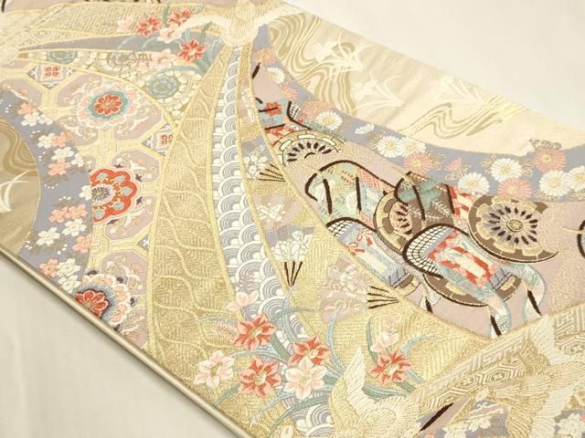 平和屋本店▼六通柄袋帯 唐織 九百錦 御所時鳳凰文 24K本金花 正絹 逸品 DABL7785sf
