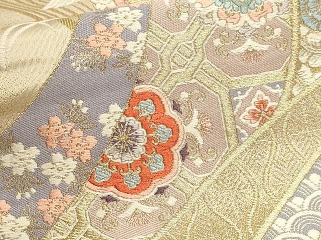 平和屋本店▼六通柄袋帯 唐織 九百錦 御所時鳳凰文 24K本金花 正絹 逸品 DABL7785sf