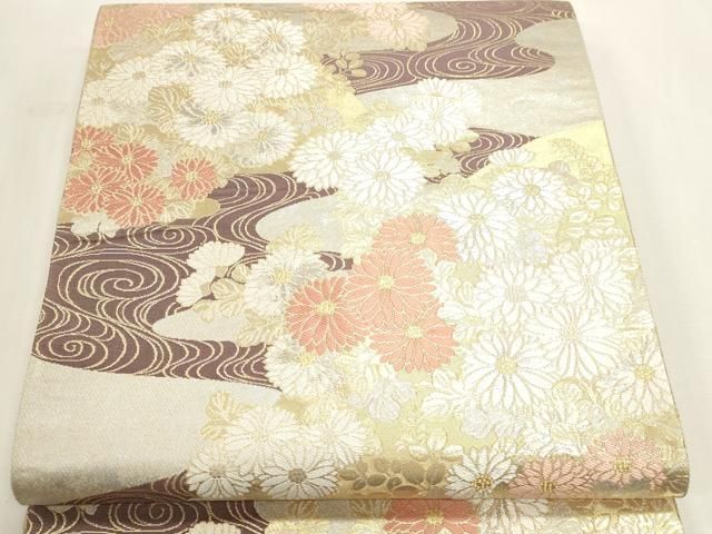平和屋本店▼西陣まいづる謹製 六通柄袋帯 山取菊華園紋 純金箔 正絹 逸品 DABL7789sf
