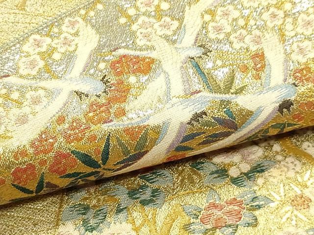 平和屋本店▼西陣あさぎ 丸帯 加賀名品百撰 プラチナ本金箔 一千八百口織 正絹 逸品 DABL7794sf