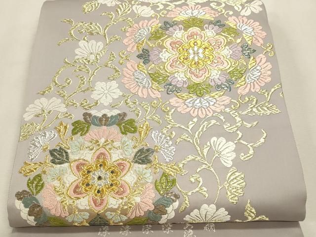 平和屋本店▼西陣 アート裕謹製 六通柄袋帯 唐織 日本繭 草根木皮の煎じ染 本金箔 証紙付き 正絹 逸品 DABL7800sf