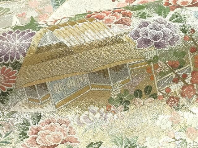 平和屋本店▼西陣あさぎ 丸帯 日本美術大金集 プラチナ本金箔 壱仟八百口織 正絹 逸品 DABL7801sf