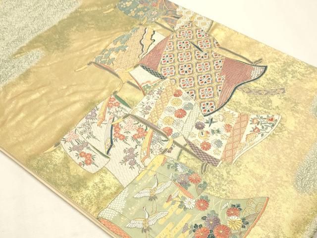 平和屋本店▼六通柄袋帯 御帳錦 栄華競艶 壱仟貮百細密織 本金箔 正絹 逸品 DABL7804sf