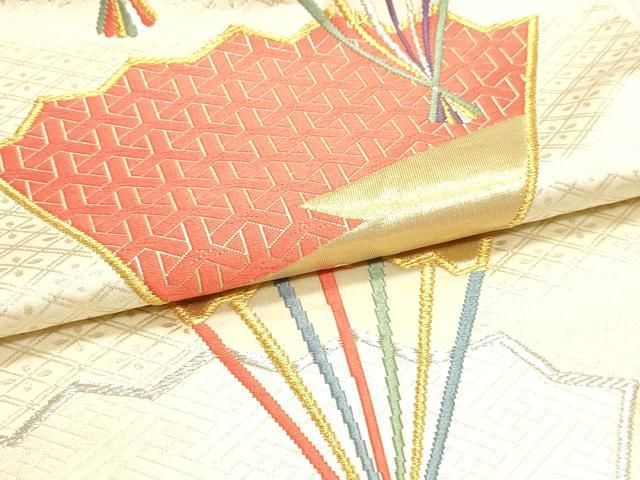平和屋本店▼六通柄袋帯 唐織 優美錦 本金銀二重箔 正絹 逸品 DABL7847sf