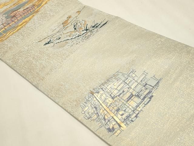 平和屋本店▼全通全景柄袋帯 古都 本金 正絹 逸品 DABL7862sf