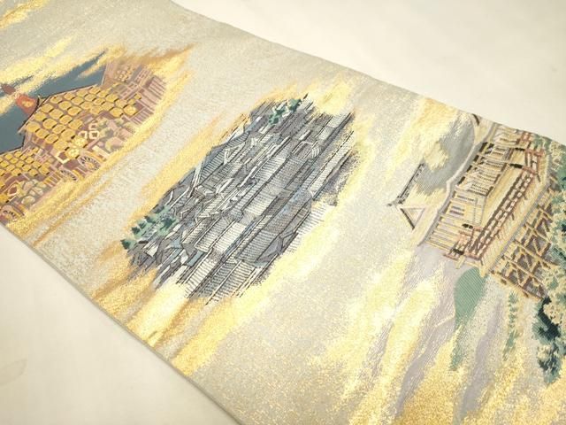 平和屋本店▼全通全景柄袋帯 古都 本金 正絹 逸品 DABL7862sf