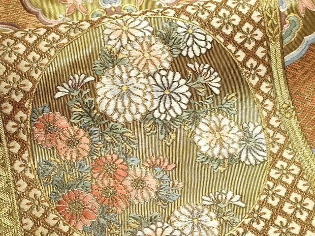 平和屋本店▼六通柄袋帯 伝承 名宝錦 西本願寺天井文様 本金箔 三越扱い 正絹 逸品 DABL7874sf
