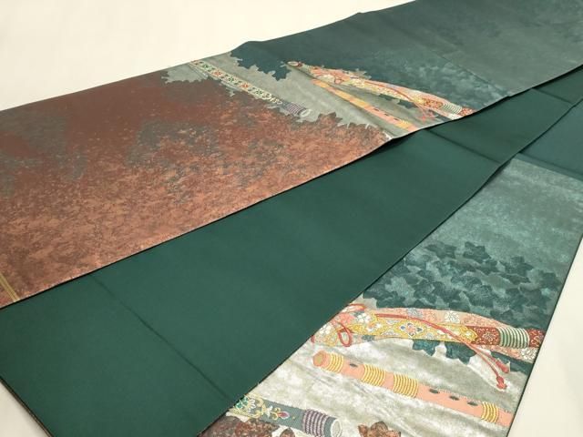 平和屋本店▼太鼓柄袋帯 楽器花文 本金彩漆箔 正絹 逸品 DABL7875sf