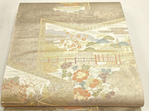 平和屋本店▼六通柄袋帯 桂離宮 純金二重引箔織 正絹 逸品 DABL7878sf