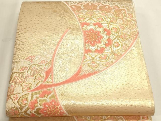平和屋本店▼六通柄袋帯 正倉院花文 純金箔使用 正絹 逸品 DABL7880sf