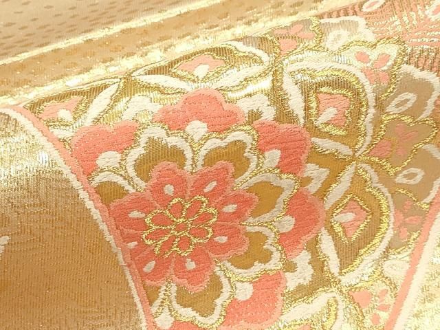 平和屋本店▼六通柄袋帯 正倉院花文 純金箔使用 正絹 逸品 DABL7880sf