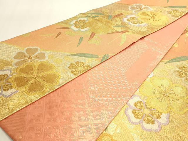 平和屋本店▼佐賀錦 全通柄袋帯 草花文 本金箔 正絹 逸品 DABL7886sf