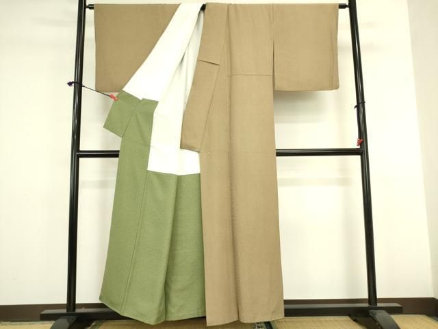 平和屋着物●江戸小紋 万筋 涅色×丁子色 正絹 逸品 DABL9002op
