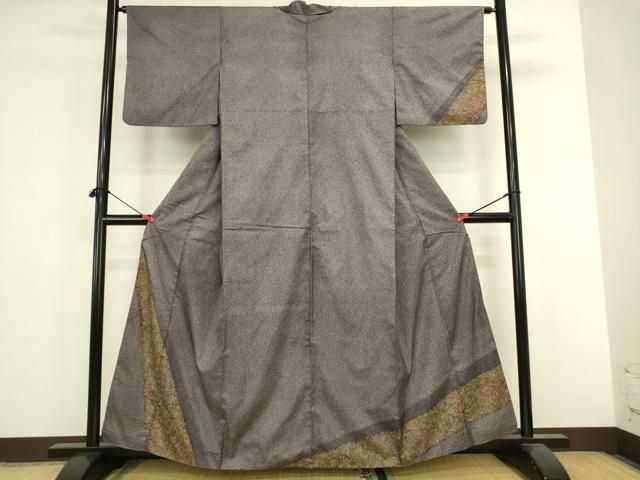 平和屋着物●本場縞大島紬 訪問着 染大島 更紗花文 正絹 逸品 DABL9008op