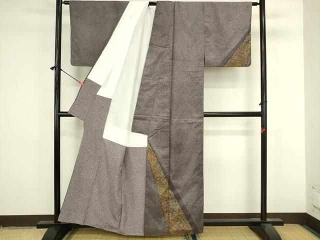 平和屋着物●本場縞大島紬 訪問着 染大島 更紗花文 正絹 逸品 DABL9008op