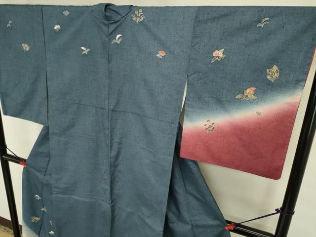 平和屋着物●訪問着 紬地 作家物 更紗花文 暈し染め 金彩 金通し地 やまと誂製 正絹 逸品 DABL9013op