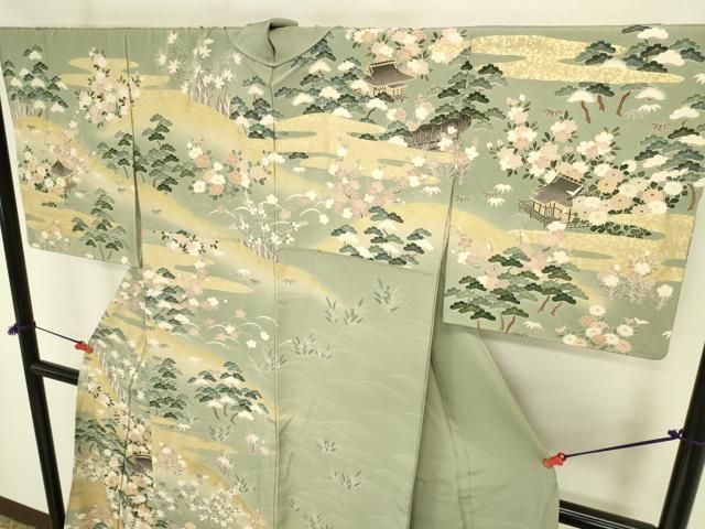 平和屋着物●訪問着 風景花松文 暈し染め 金彩 正絹 逸品 DABL9017op