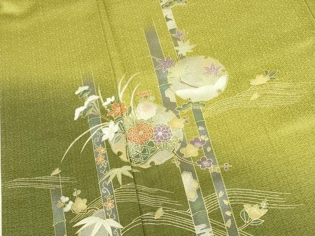 平和屋着物●訪問着 松竹梅 雪輪花文 暈し染め 金彩 正絹 逸品 DABL9021op