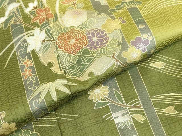 平和屋着物●訪問着 松竹梅 雪輪花文 暈し染め 金彩 正絹 逸品 DABL9021op