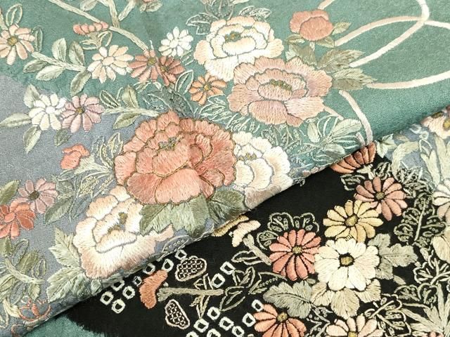 平和屋着物●訪問着 刺繍 絞り 草花 金糸 正絹 逸品 DABL9027op