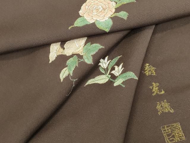 平和屋着物●訪問着 作家物 寿光織 草花 金糸 正絹 逸品 DABL9031op