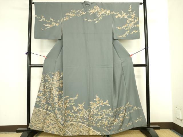 平和屋着物●中国三大刺繍 汕頭刺繍 スワトウ刺繍 総刺繍 訪問着 雪輪花霞文 金糸 正絹 逸品 DABL9033op