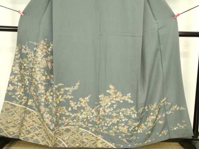 平和屋着物●中国三大刺繍 汕頭刺繍 スワトウ刺繍 総刺繍 訪問着 雪輪花霞文 金糸 正絹 逸品 DABL9033op