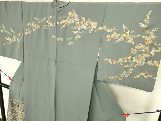 平和屋着物●中国三大刺繍 汕頭刺繍 スワトウ刺繍 総刺繍 訪問着 雪輪花霞文 金糸 正絹 逸品 DABL9033op