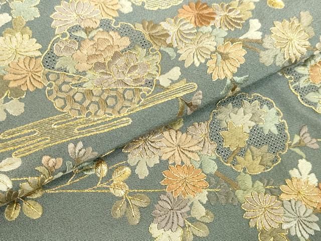 平和屋着物●中国三大刺繍 汕頭刺繍 スワトウ刺繍 総刺繍 訪問着 雪輪花霞文 金糸 正絹 逸品 DABL9033op