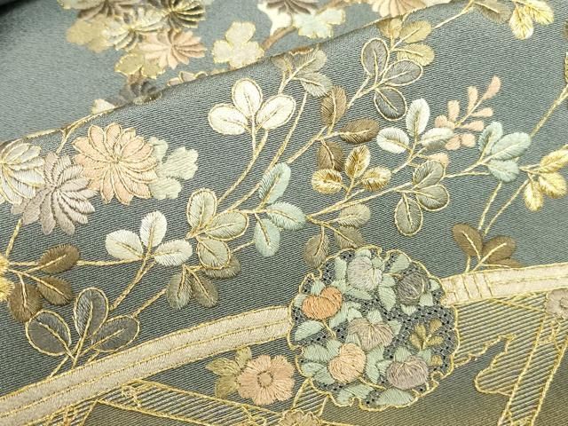 平和屋着物●中国三大刺繍 汕頭刺繍 スワトウ刺繍 総刺繍 訪問着 雪輪花霞文 金糸 正絹 逸品 DABL9033op